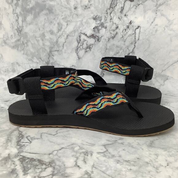 Teva Mens 11 Black Original Sandals Revive Ankle Strap Outdoor Beach 80s BR24-1 - Picture 6 of 10